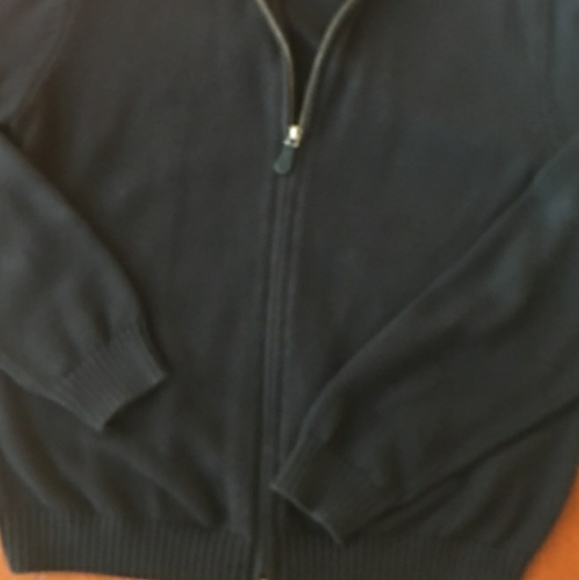 Grant Thomas Cotton Zippered Cardigan in Navy - Picture 5 of 7